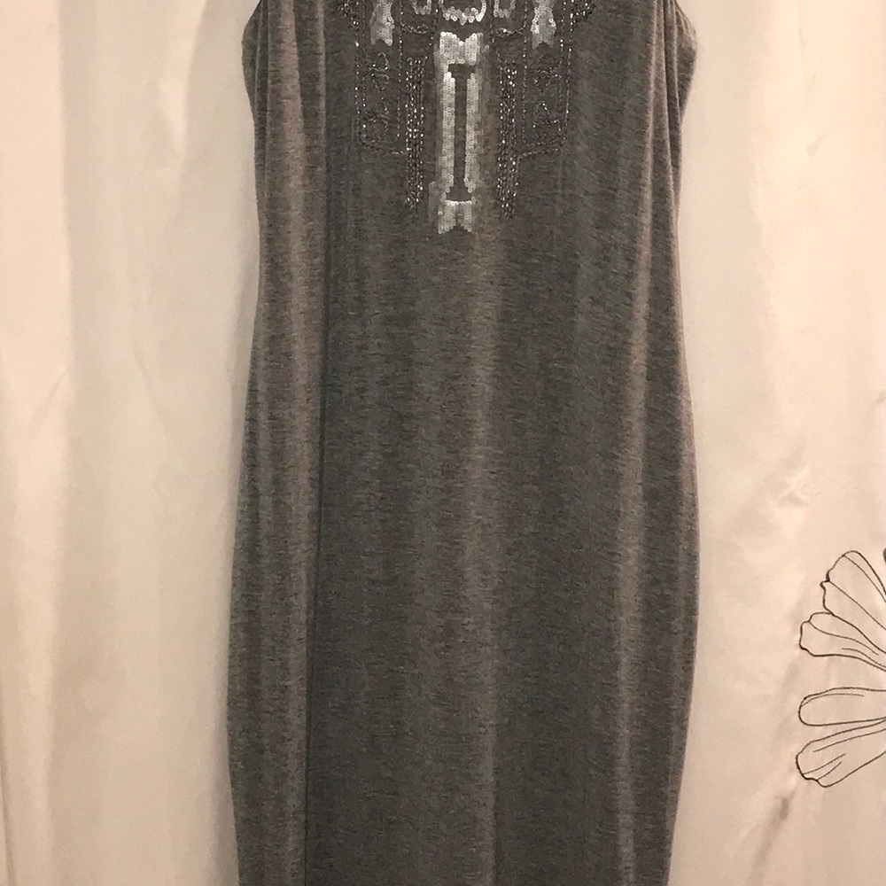 Maxi Dress w silver and white beaded detail